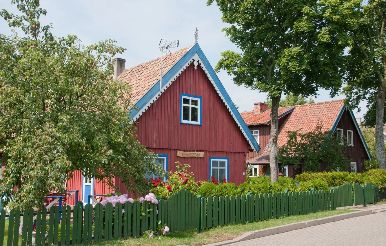 Photo wallpaper street, houses, Lithuania, Klaipéda County