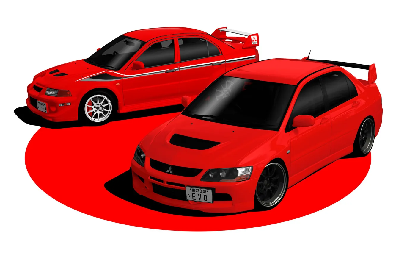 Photo wallpaper Red, Auto, Japan, Machine, Mitsubishi, Lancer, Evolution, Evo IX