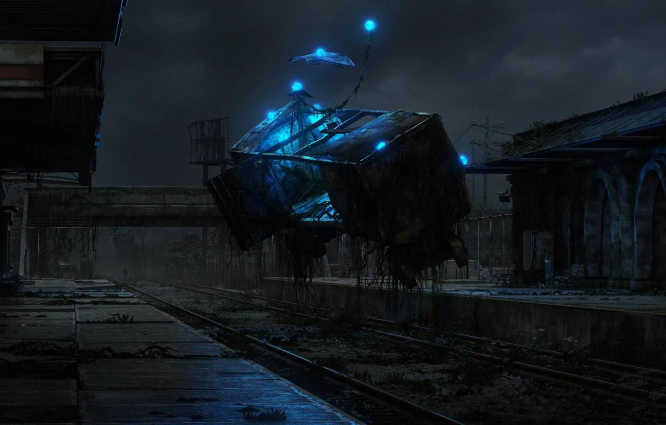 Photo wallpaper night, station, Server Dust, Distilled