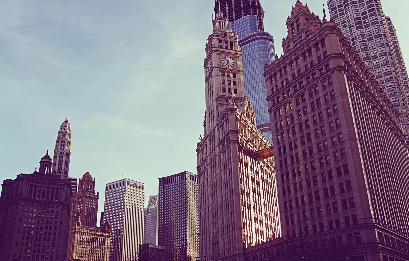 Photo wallpaper autumn, the city, building, skyscrapers, Chicago, Illinois