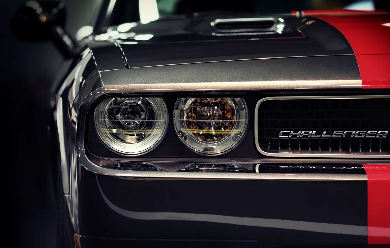 Photo wallpaper headlight, the hood, challenger