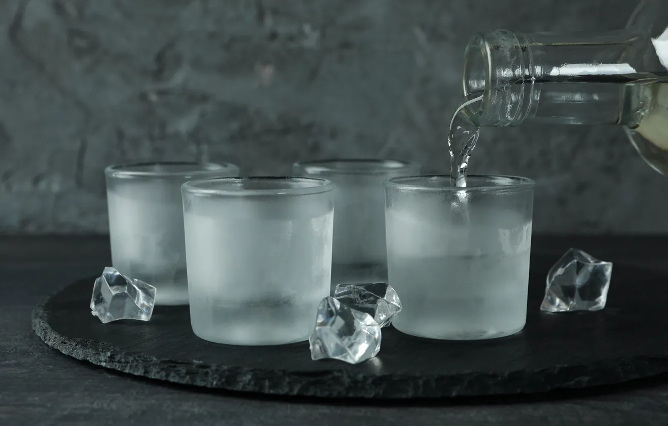 Photo wallpaper glass, ice, fresh, party, liquid, drink, shot, cube