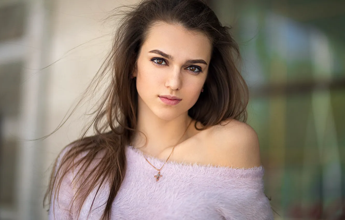 Photo wallpaper look, model, portrait, makeup, hairstyle, brown hair, beauty, bokeh