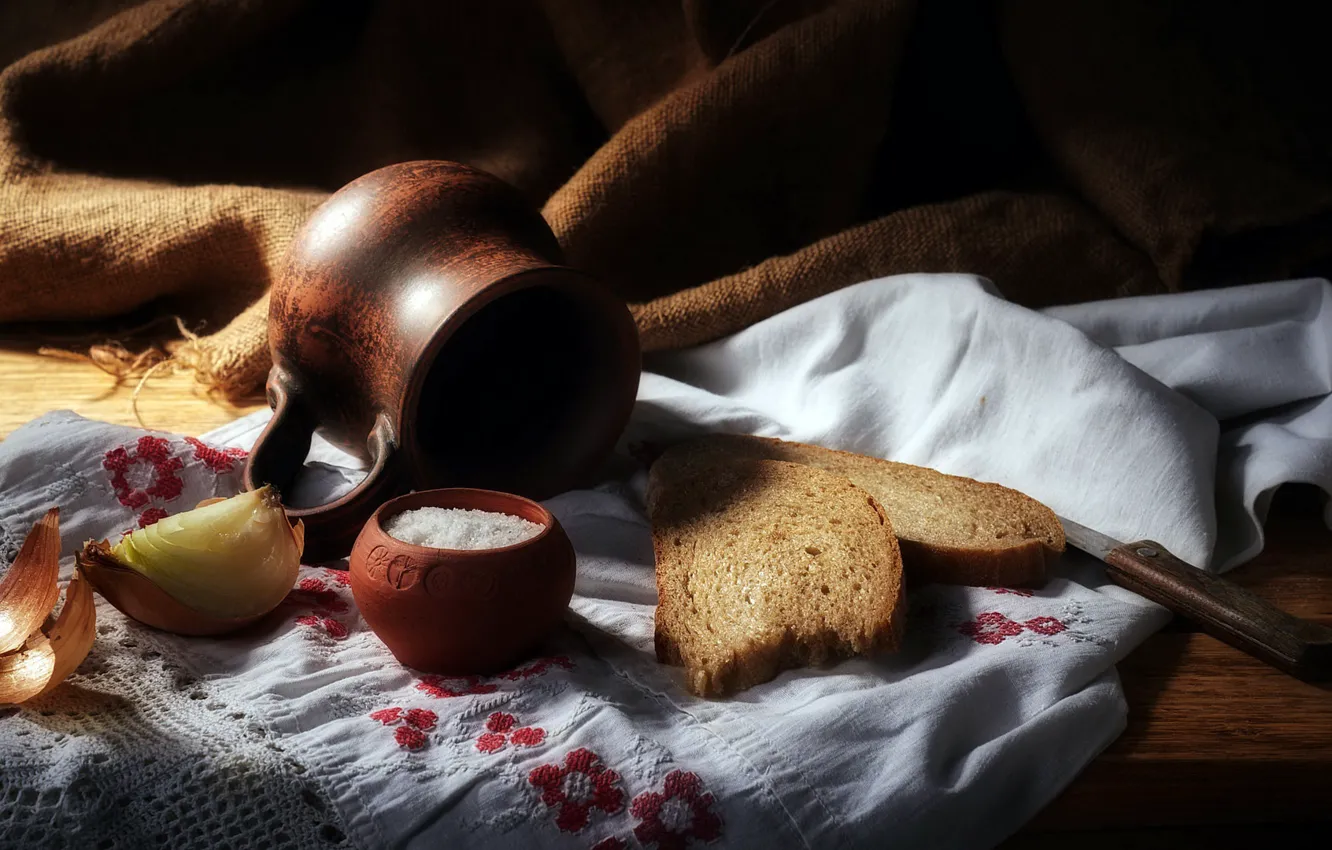 Photo wallpaper bow, bread, salt