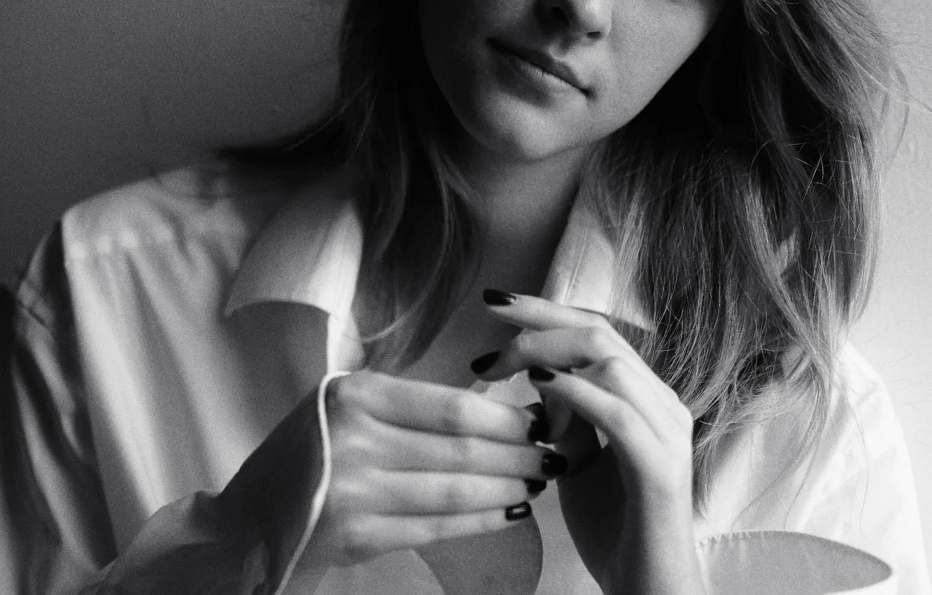 Photo wallpaper girl, portrait, black and white, Pauline Basko