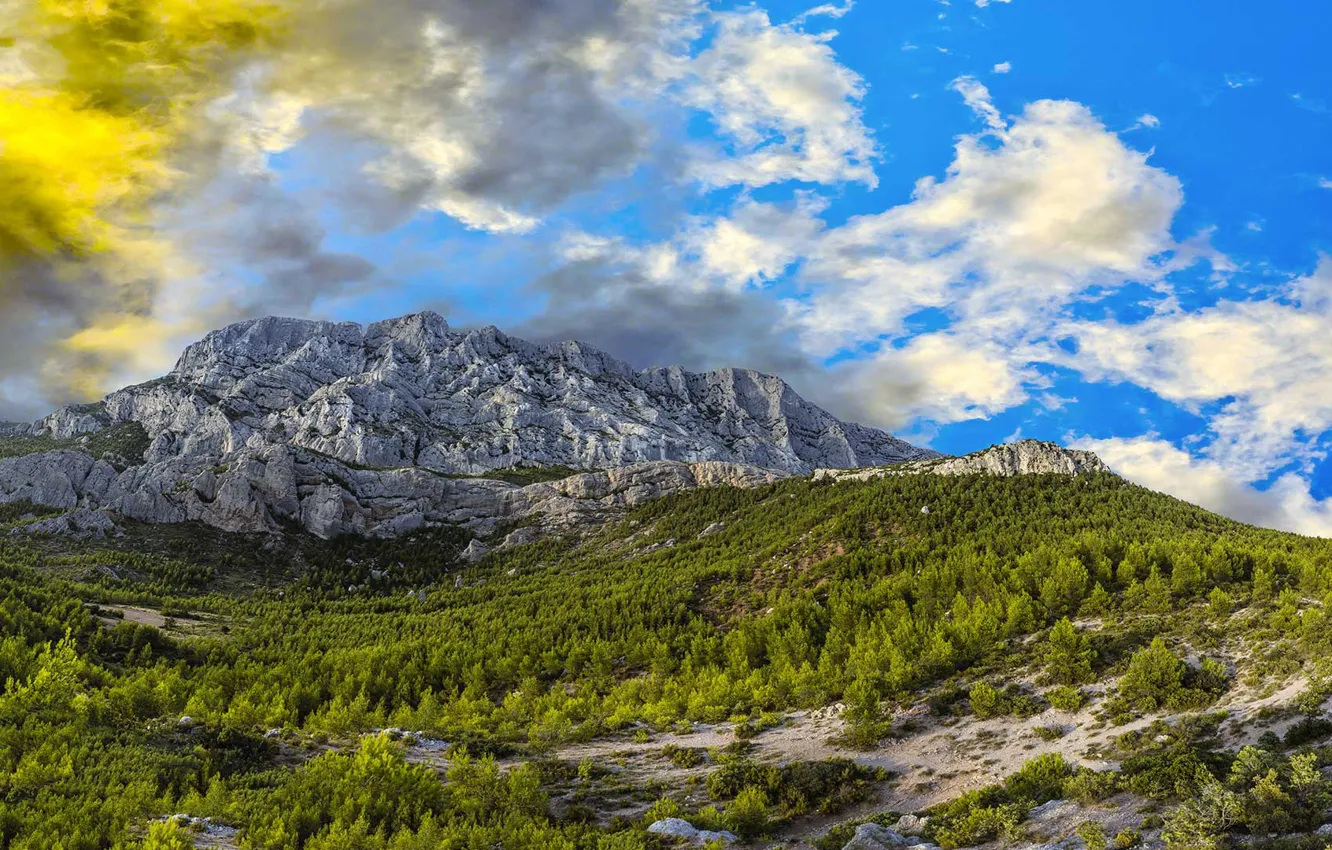 Photo wallpaper mountains, France, Montagne Sainte-Victoire