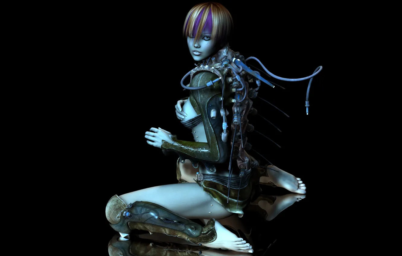 Photo wallpaper girl, cyborg, tube, 3d art