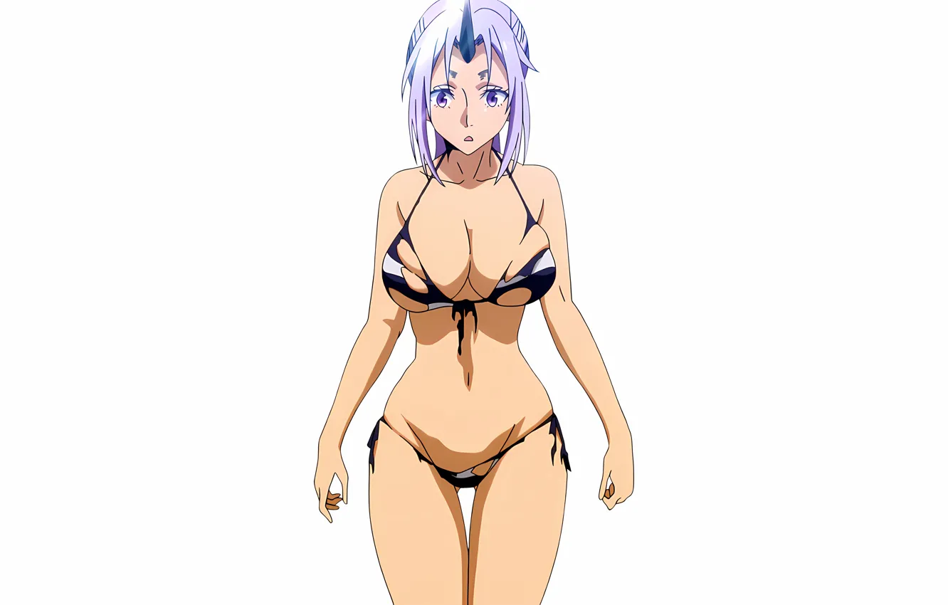 Photo wallpaper girl, sexy, cleavage, long hair, boobs, anime, beautiful, purple eyes