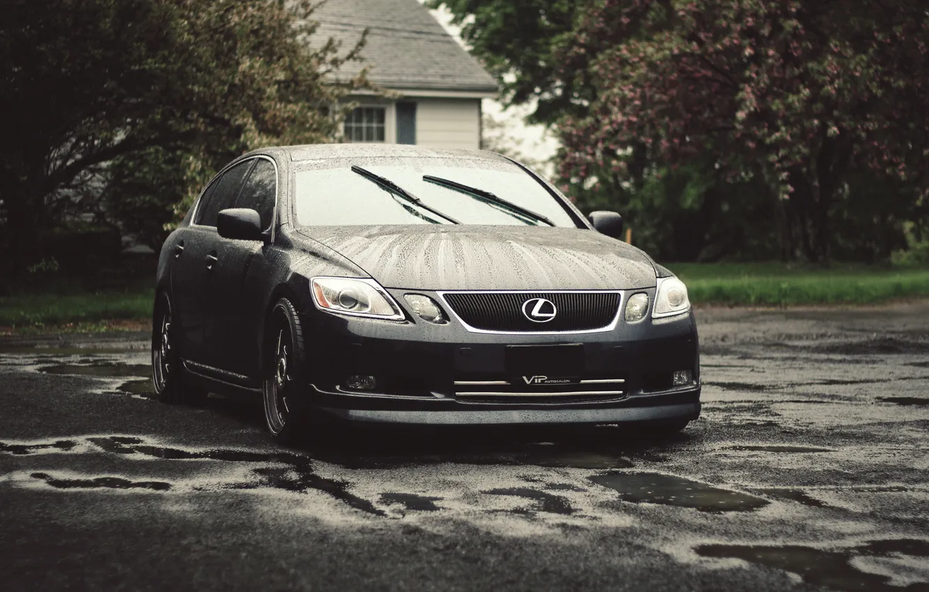 Photo wallpaper asphalt, rain, wet, Lexus, puddle, is