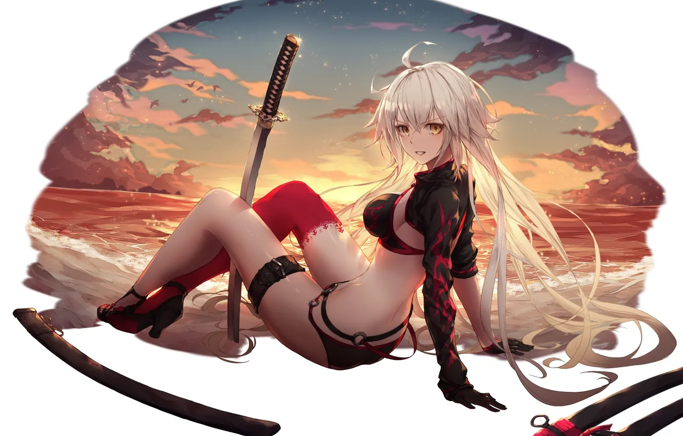 Photo wallpaper beach, girl, sword, Fate / Grand Order, The destiny of a great campaign