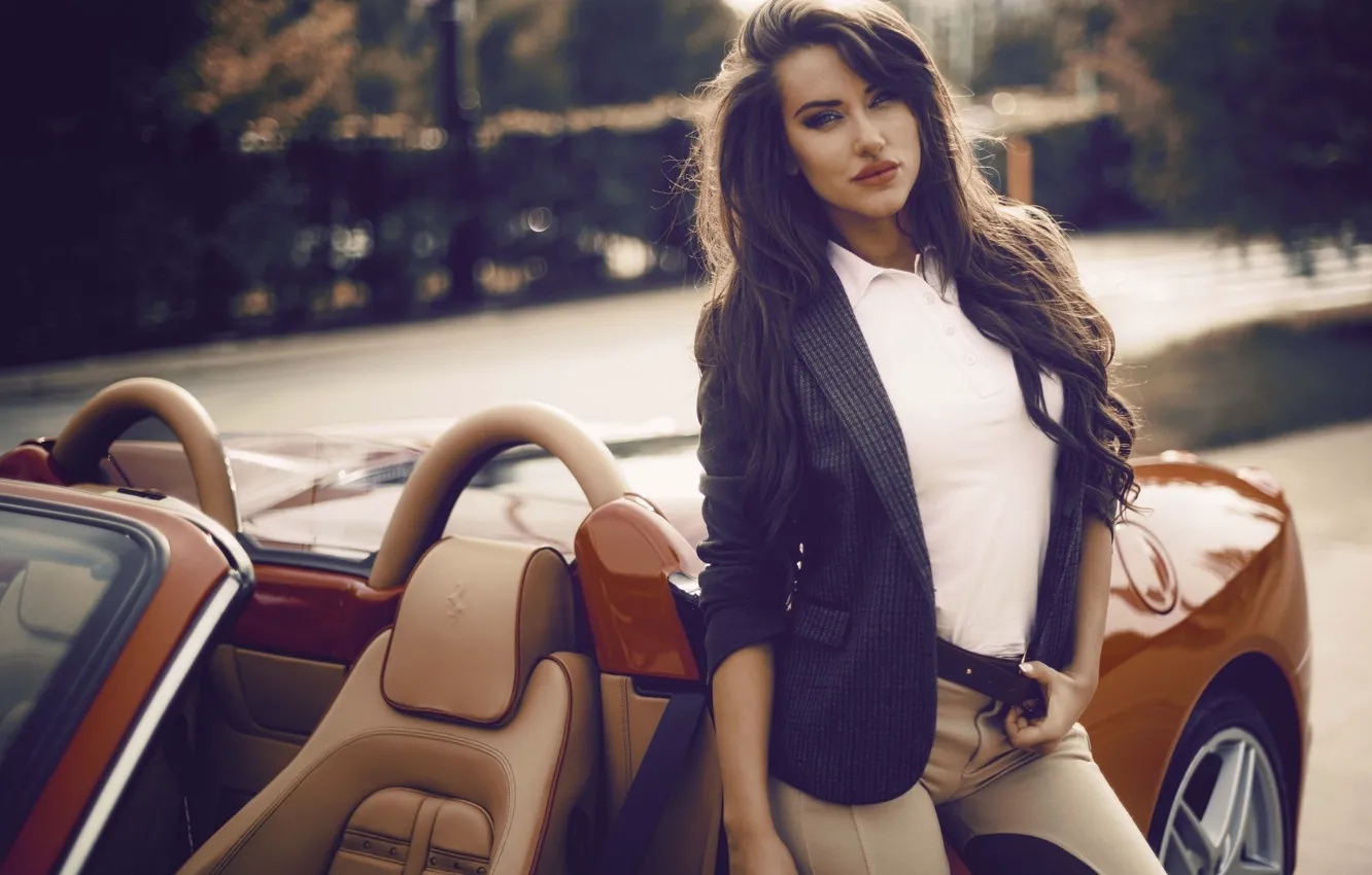 Photo wallpaper girl, model, F430, Ferrari, girl, Ferrari, model