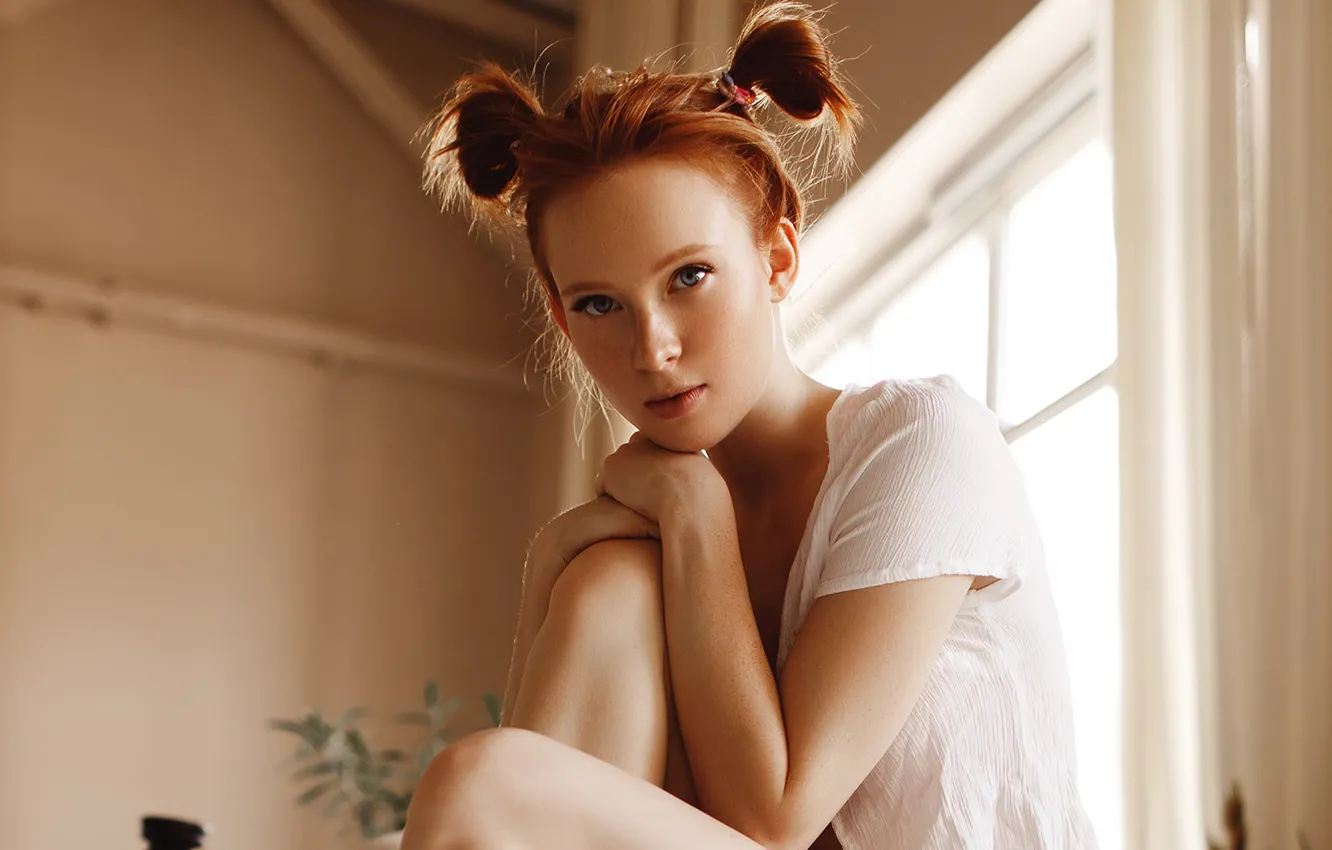 Photo wallpaper look, sweetheart, red, redhead, eyes, pretty, lips, redhead