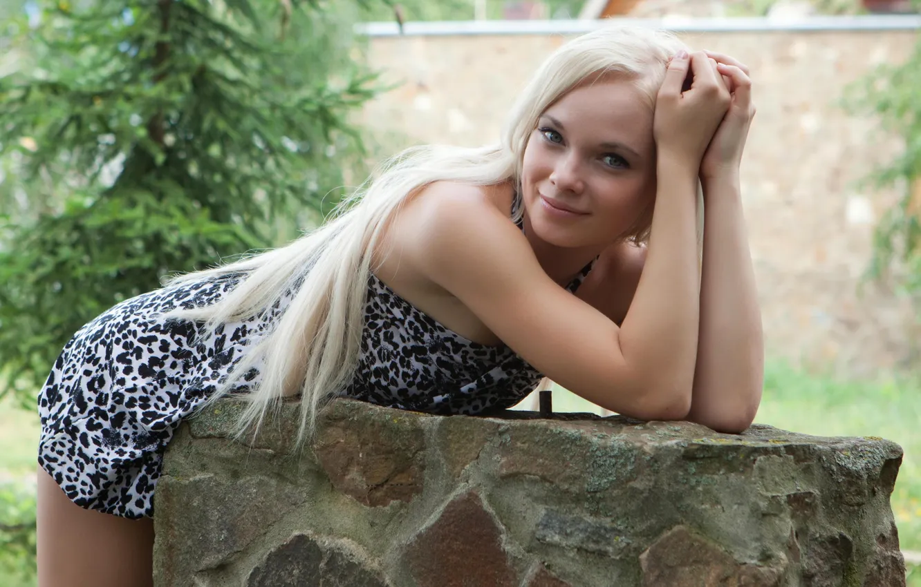 Photo wallpaper smile, positive, blonde, beautiful girl, great mood