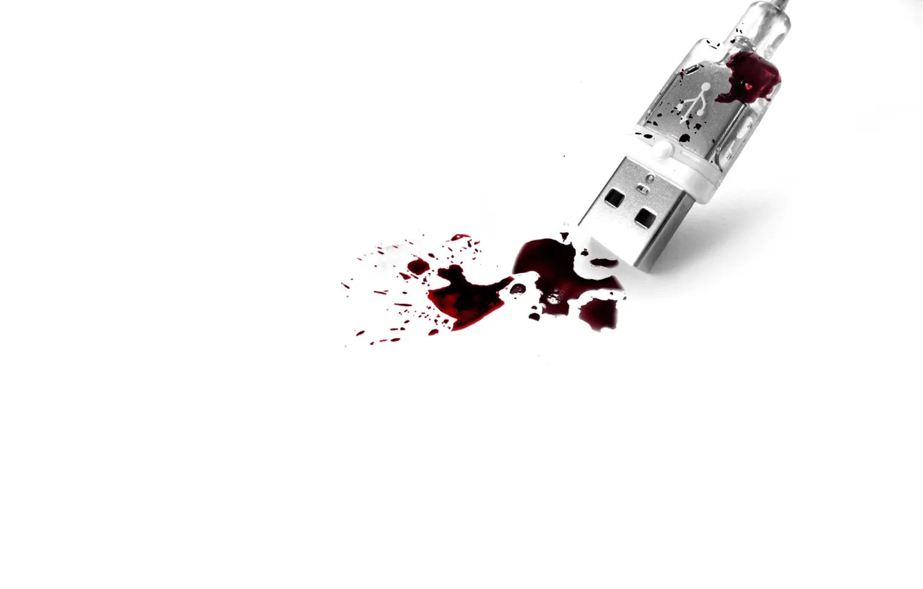 Photo wallpaper white, blood, USB