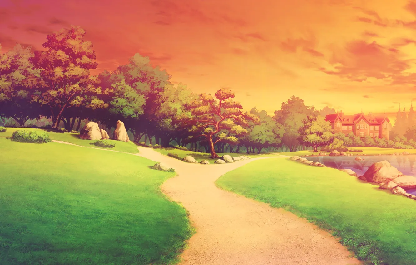 Photo wallpaper sunset, nature, landscapes, anime, art, shinsei ni shite okasubekarazu