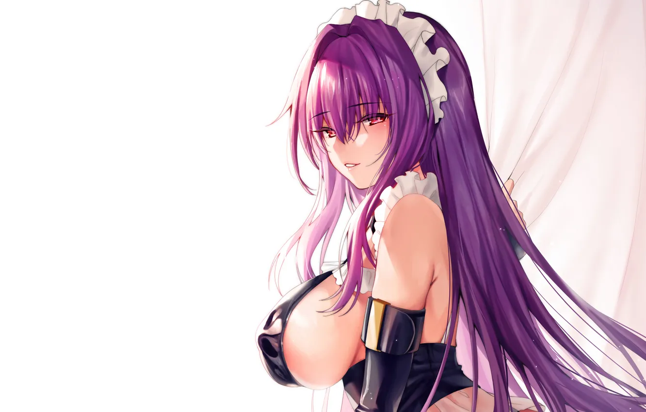 Photo wallpaper girl, sexy, cleavage, long hair, dress, boobs, anime, beautiful