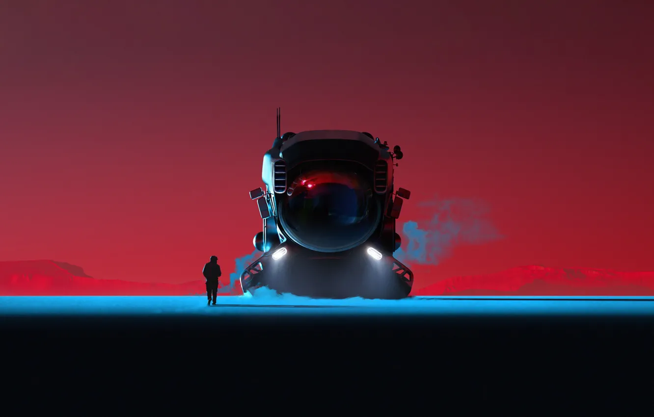 Photo wallpaper fiction, transport, people, silhouette, fantasy, science fiction, art, Concept Art