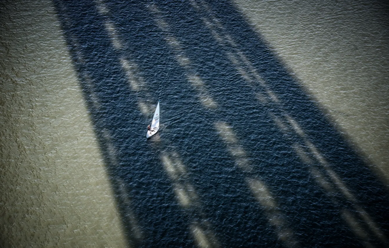 Photo wallpaper sea, boat, shadow
