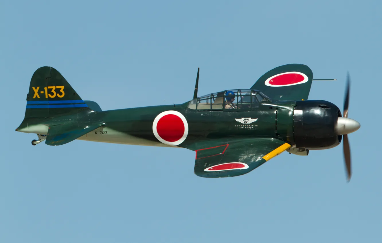 Photo wallpaper fighter, Mitsubishi, Japanese, deck, easy, A6M3 Zero