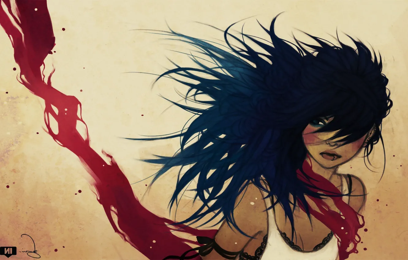 Photo wallpaper girl, the wind, hair, art, fabric, ravenskar