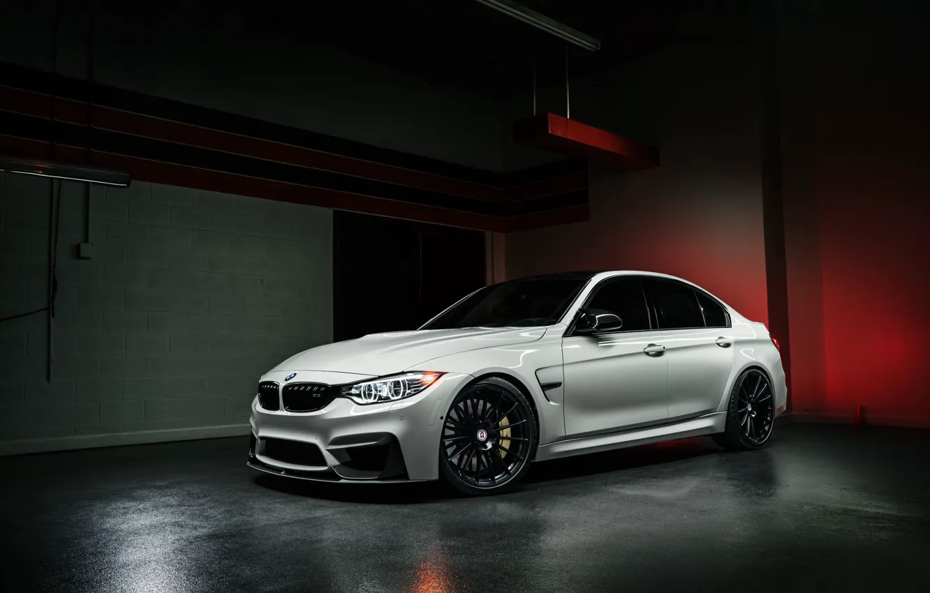 Photo wallpaper BMW, Dark, Front, White, Matte, Wheels, HRE, F80