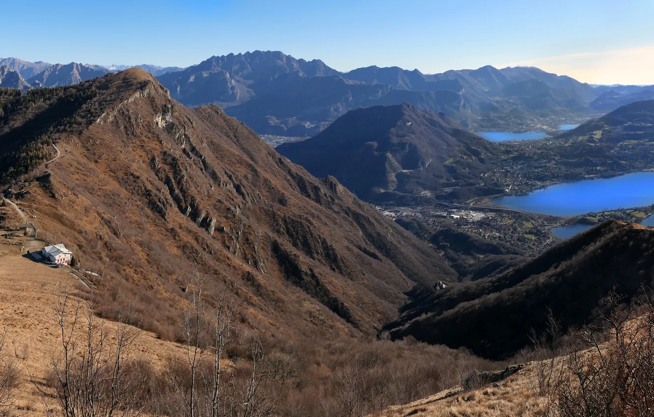 Photo wallpaper mountains, lake, Italy, Lombardy