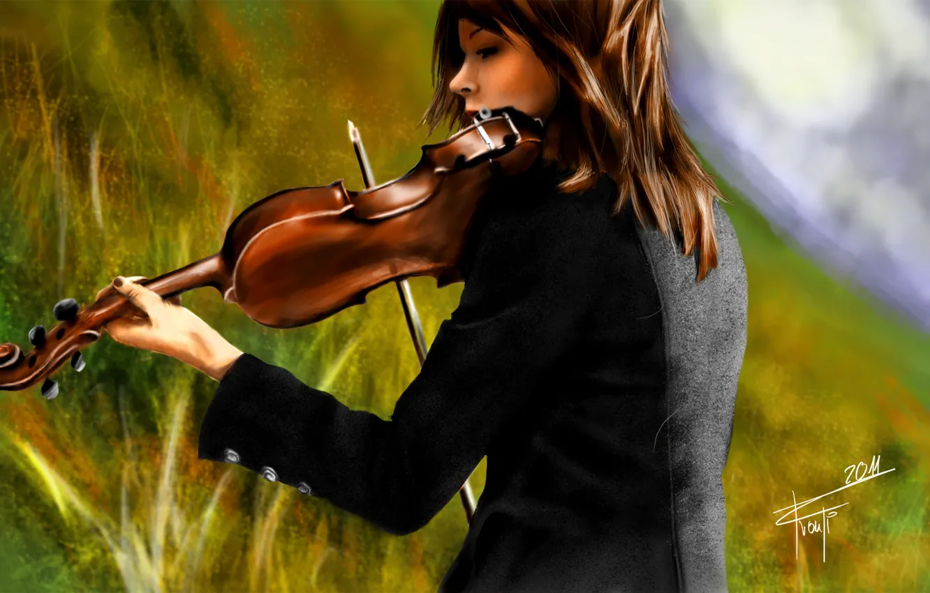 Photo wallpaper violin, figure, painting, Lindsey Stirling