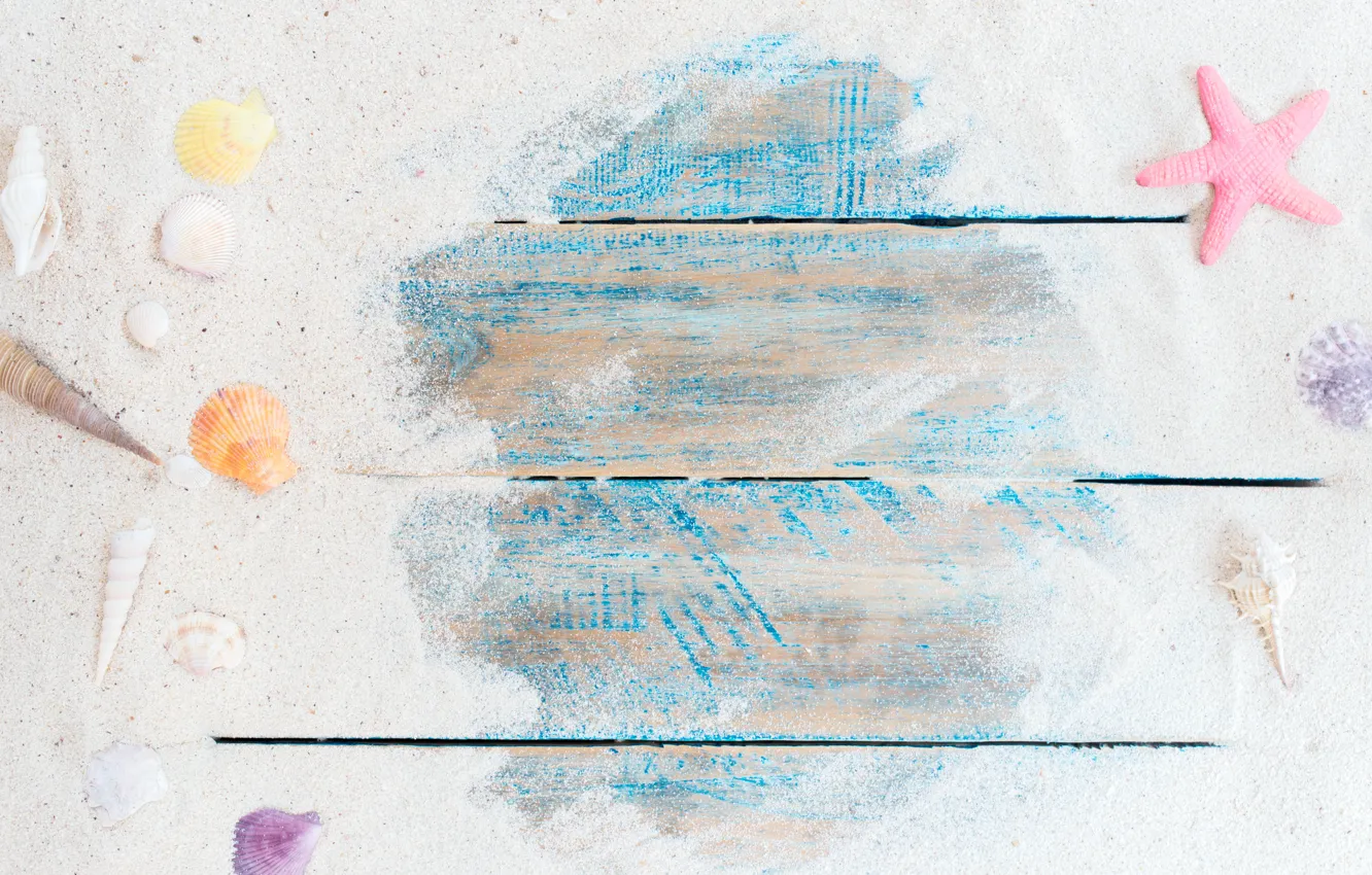 Photo wallpaper sand, beach, stars, background, Board, shell, summer, beach