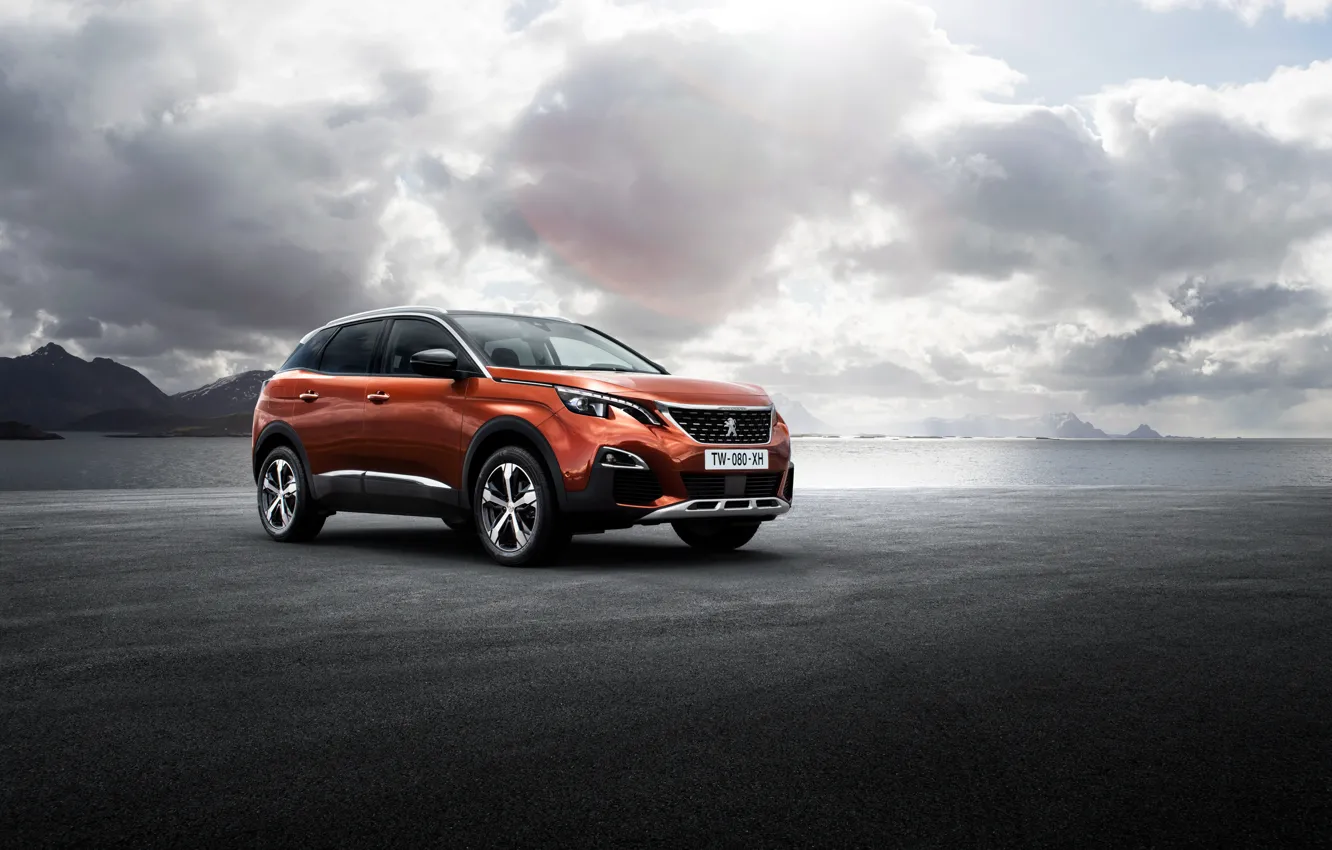 Photo wallpaper the sky, clouds, Peugeot, car, 3008, impressive