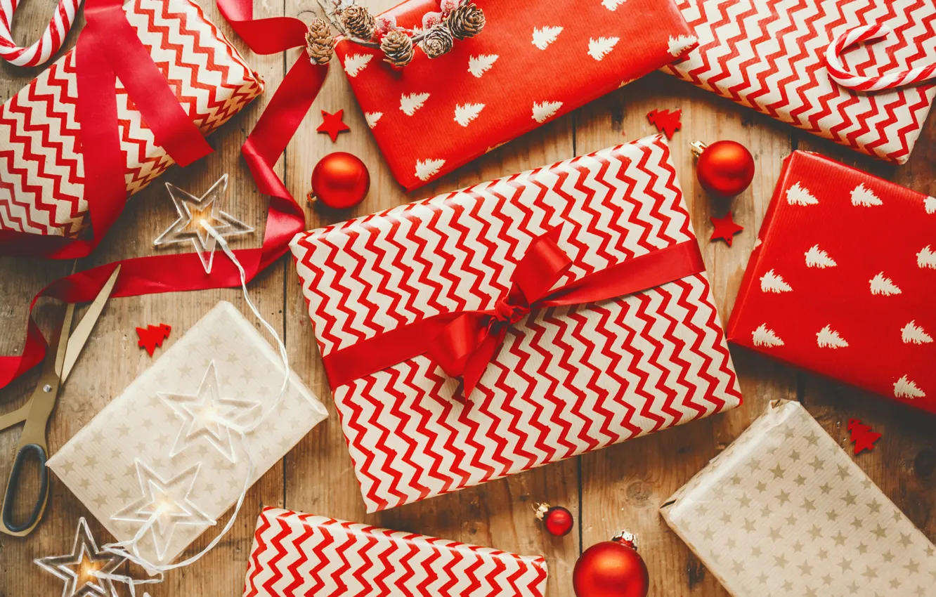 Photo wallpaper gift, holiday, gifts, Valeria Maksakova, composition, new year