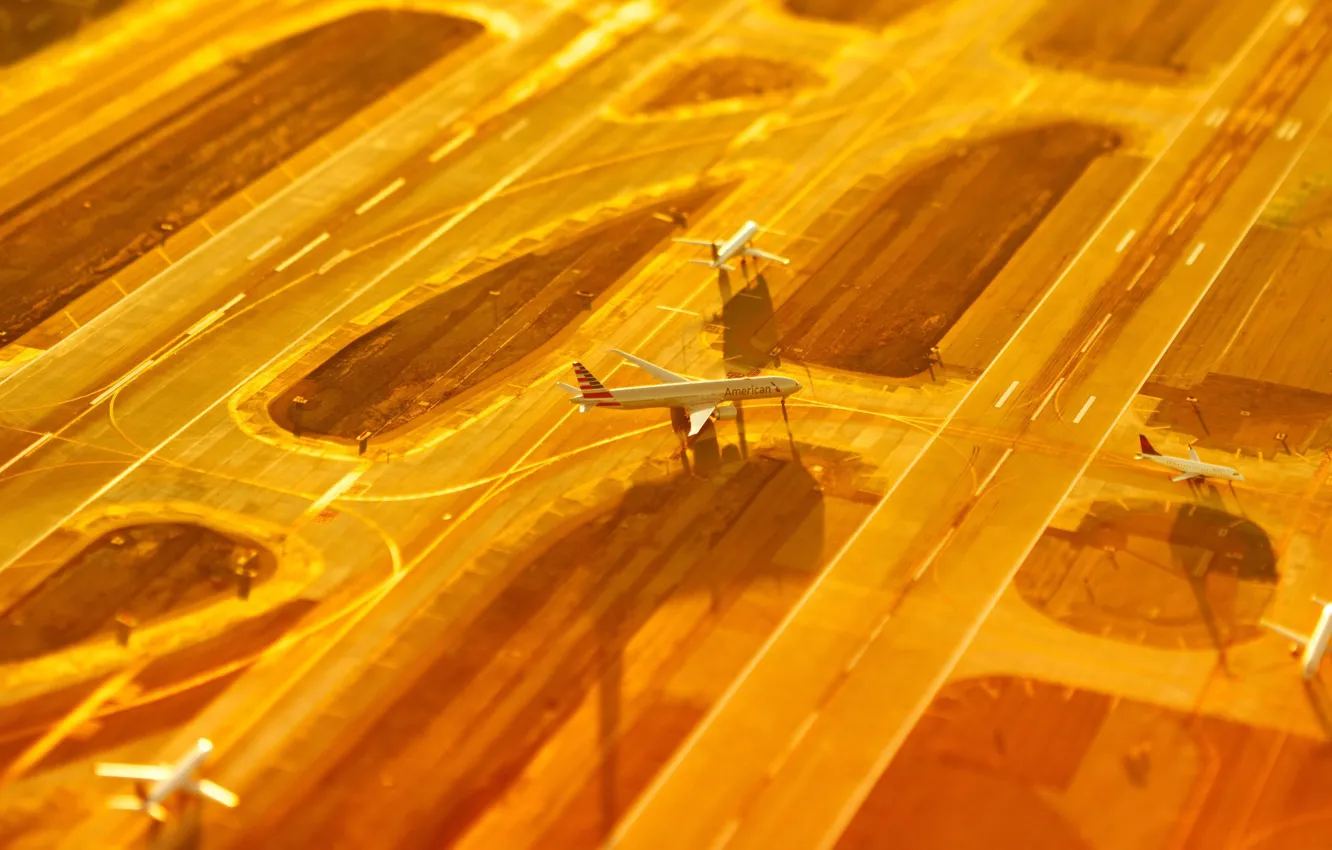 Photo wallpaper airport, the plane, runway, Los Angeles, Airlines, Boeing 777, American Airlines