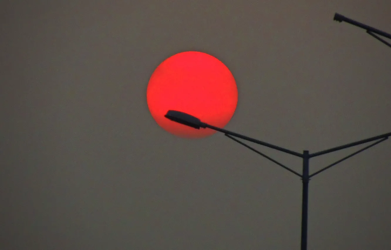 Photo wallpaper the sun, sunset, silhouette, lights