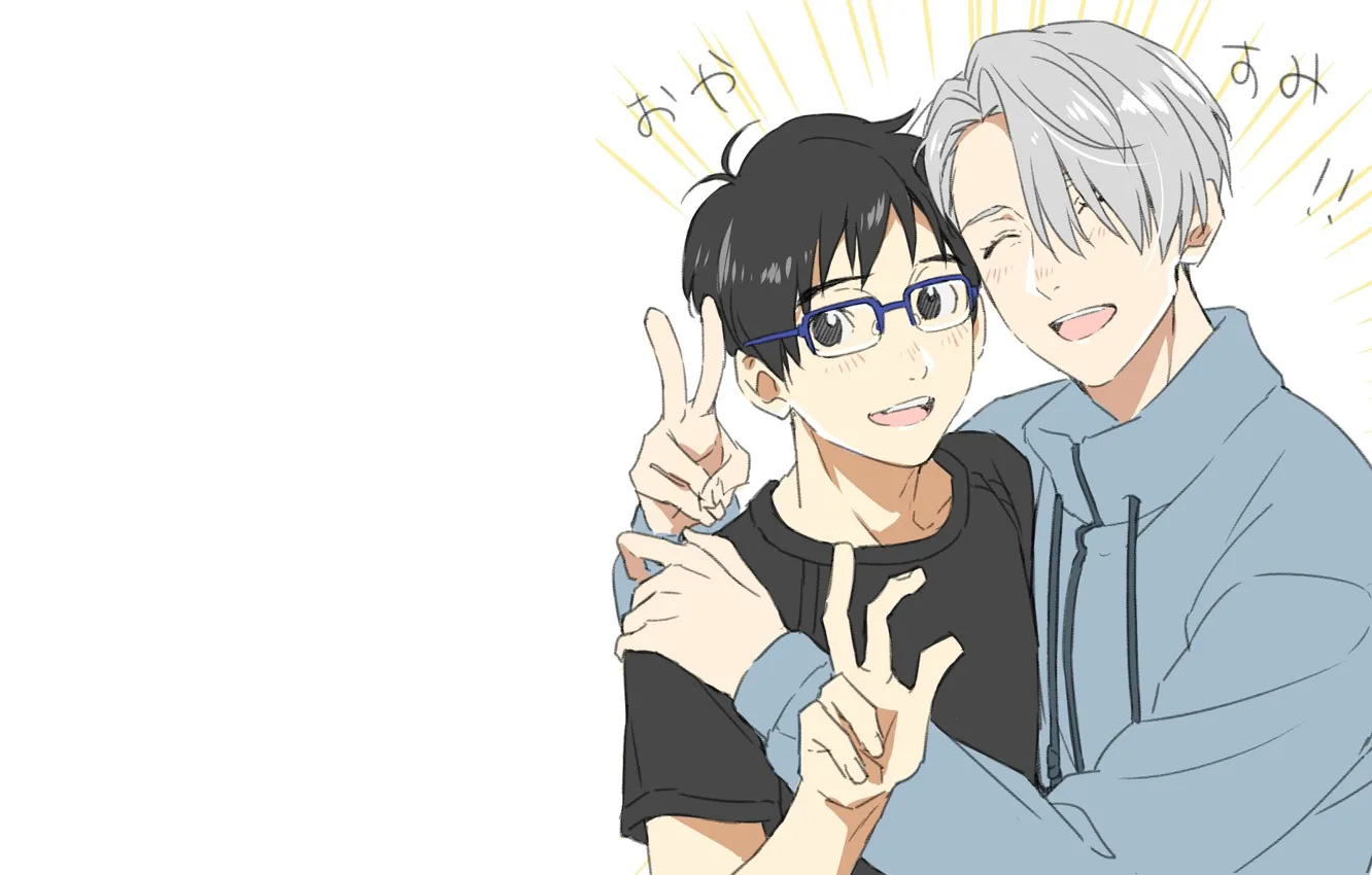 Photo wallpaper anime, art, Yuri on the ice, Viktor Nikiforov, Victor Nikiforov, Yuri Katsuki, Yuri On Ice