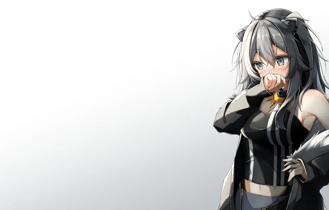 Photo wallpaper girl, cleavage, blouse, long hair, boobs, animal ears, anime, beautiful