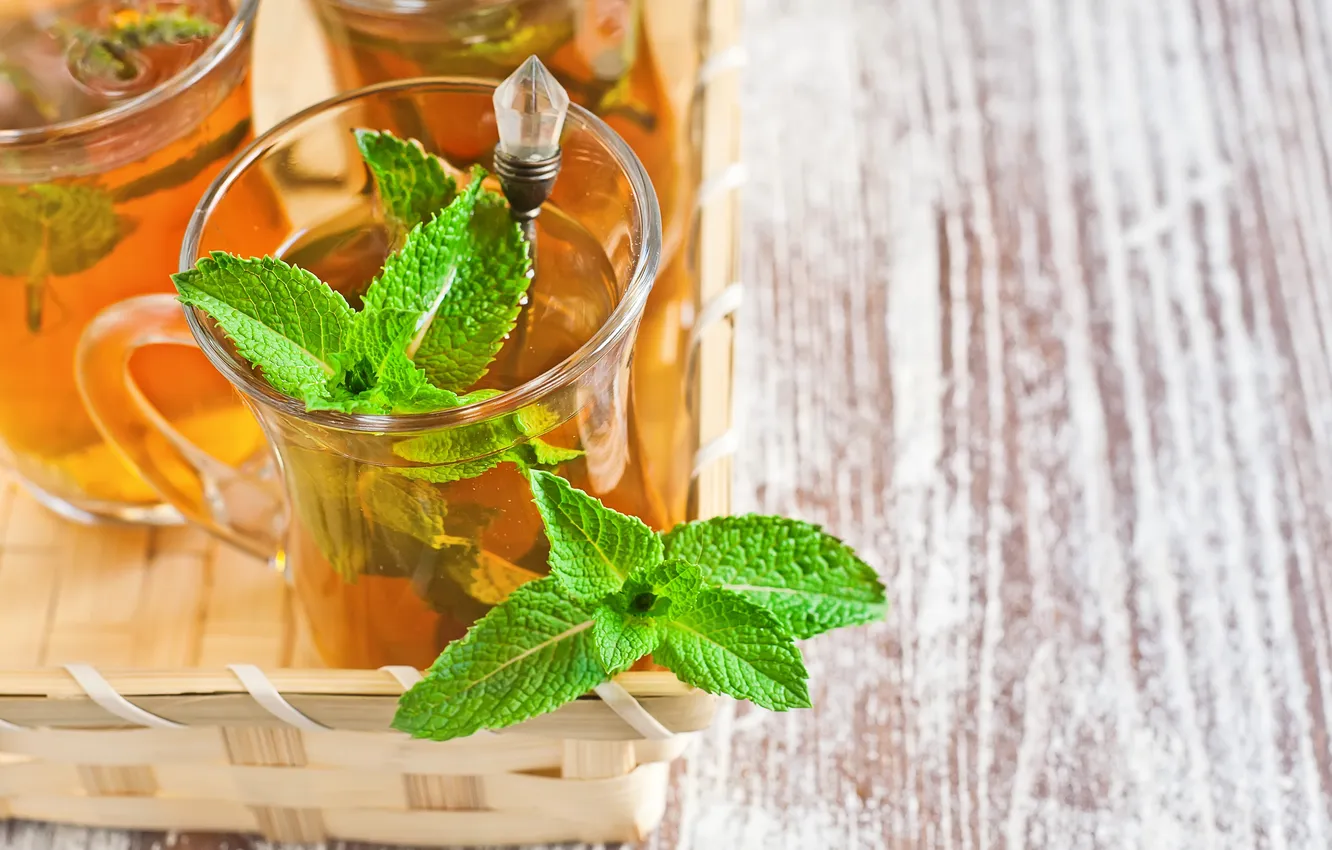 Photo wallpaper tea, tea, casting mint, casting mint