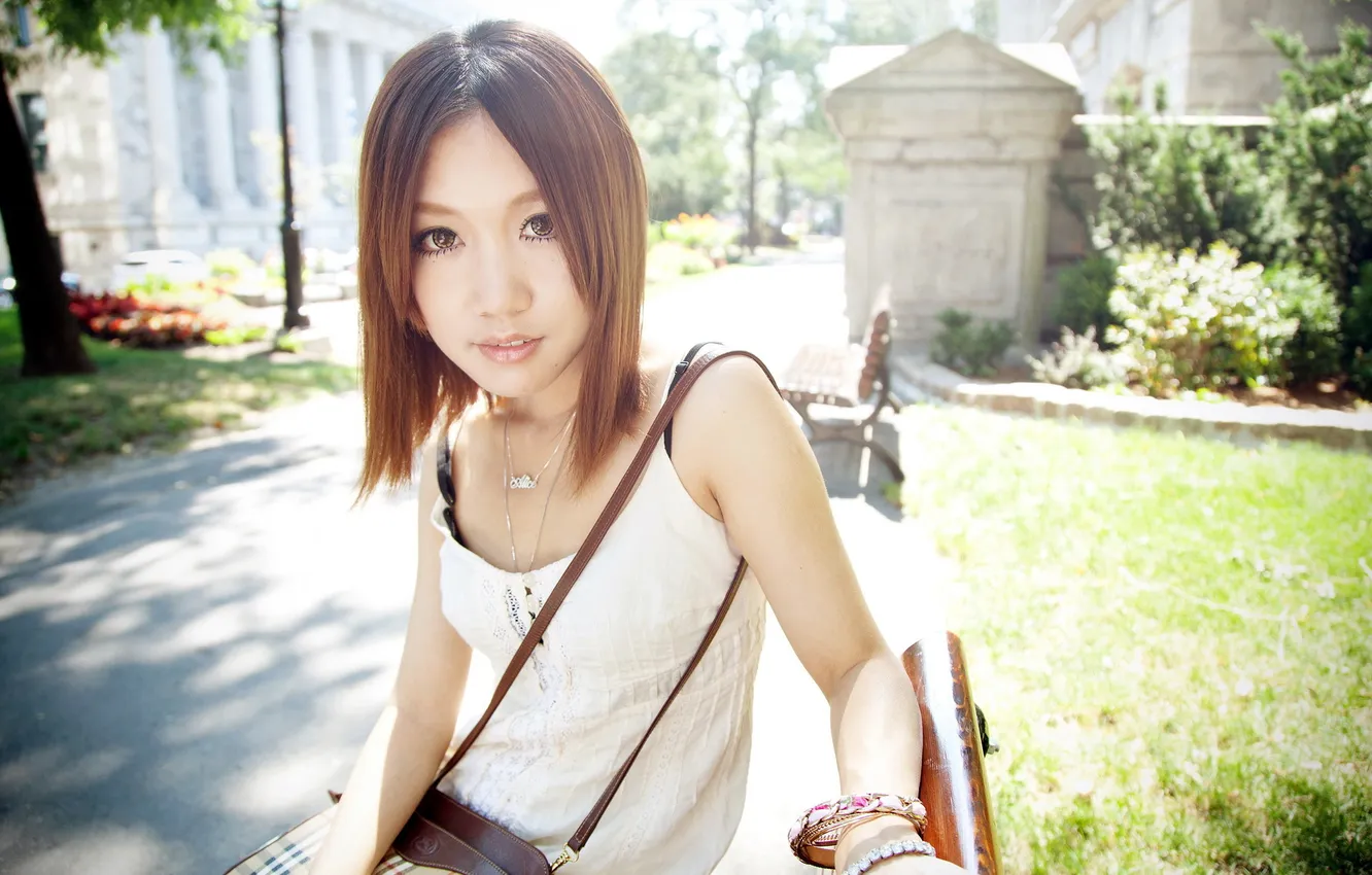 Photo wallpaper girl, background, street, Asian