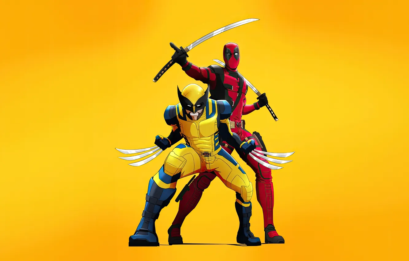 Photo wallpaper Wolverine, Deadpool, masterful