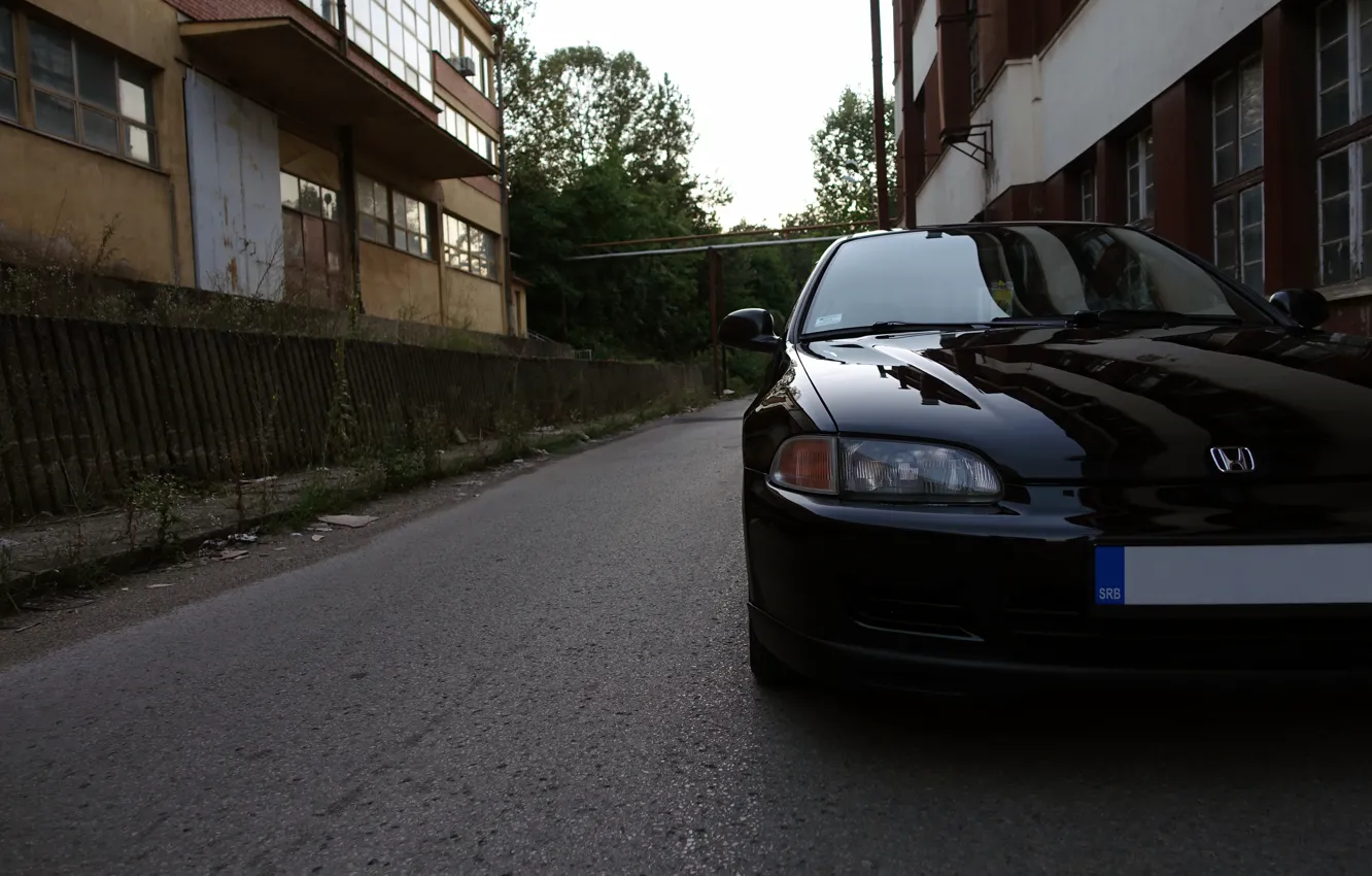 Photo wallpaper car, honda, black, civic, front, serbia, clean, honda civic