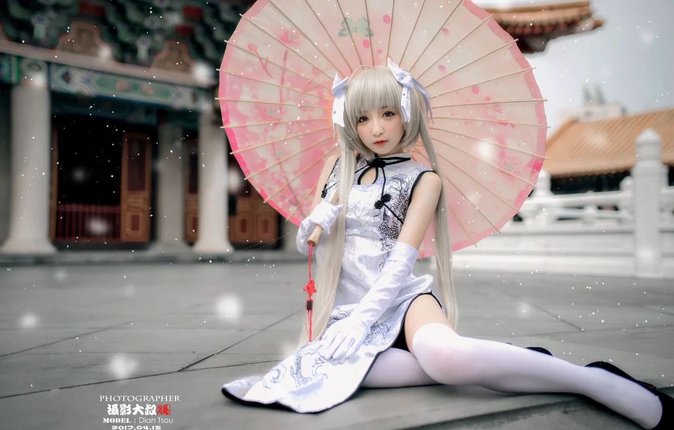 Photo wallpaper girl, umbrella, Asian, cosplay