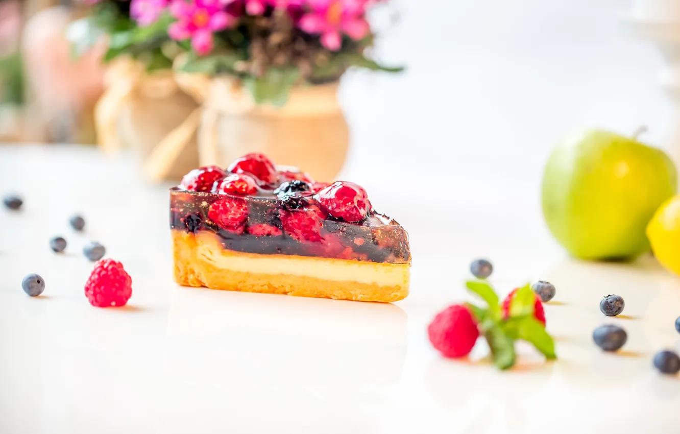 Photo wallpaper berries, Apple, cake, dessert, jelly