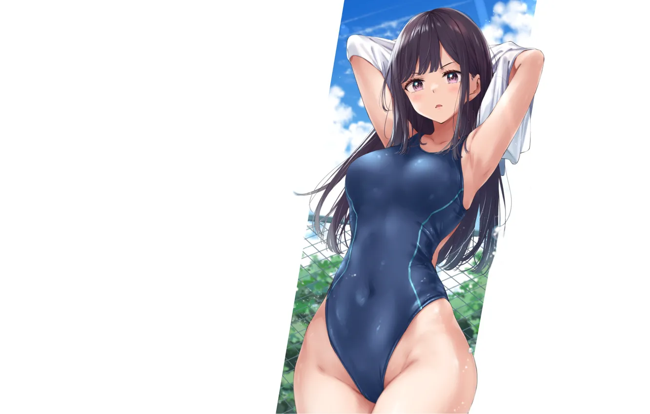 Photo wallpaper kawaii, girl, hot, sexy, wet, anime, water, swimsuit