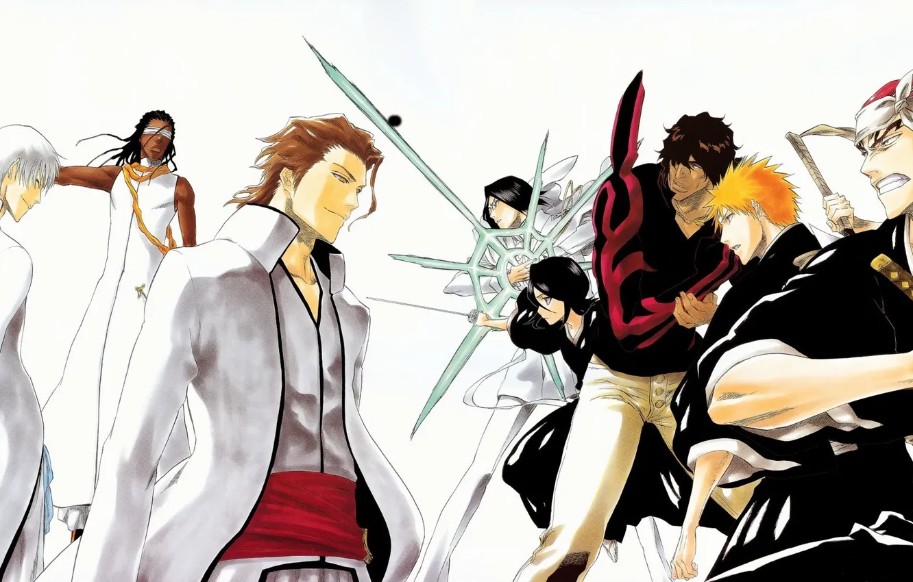Photo wallpaper sword, game, Bleach, anime, Kuchiki Rukia, katana, asian, Kurosaki Ichigo