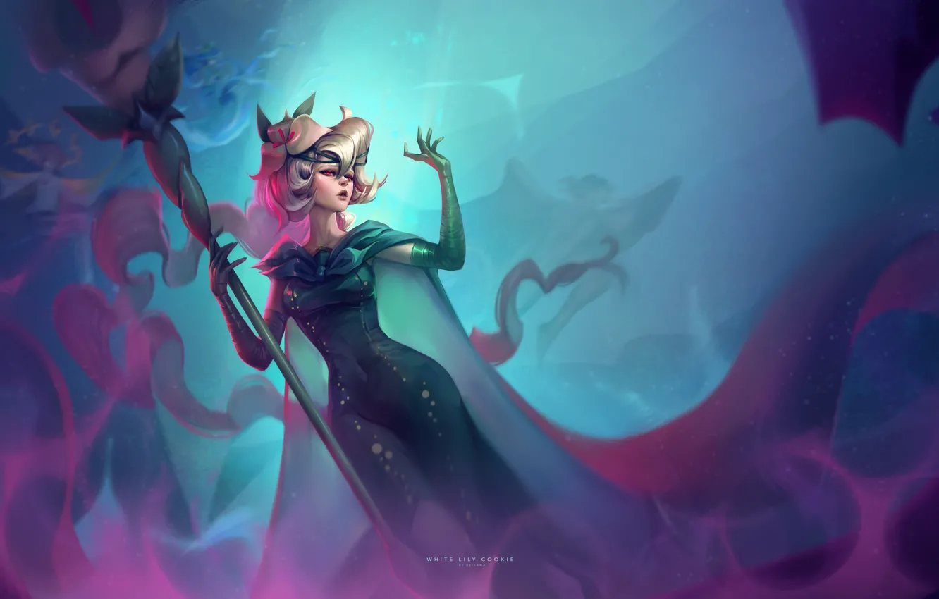 Photo wallpaper girl, fantasy, staff, Dzikawa, Cookie Run: Kingdom, White Lily Cookie