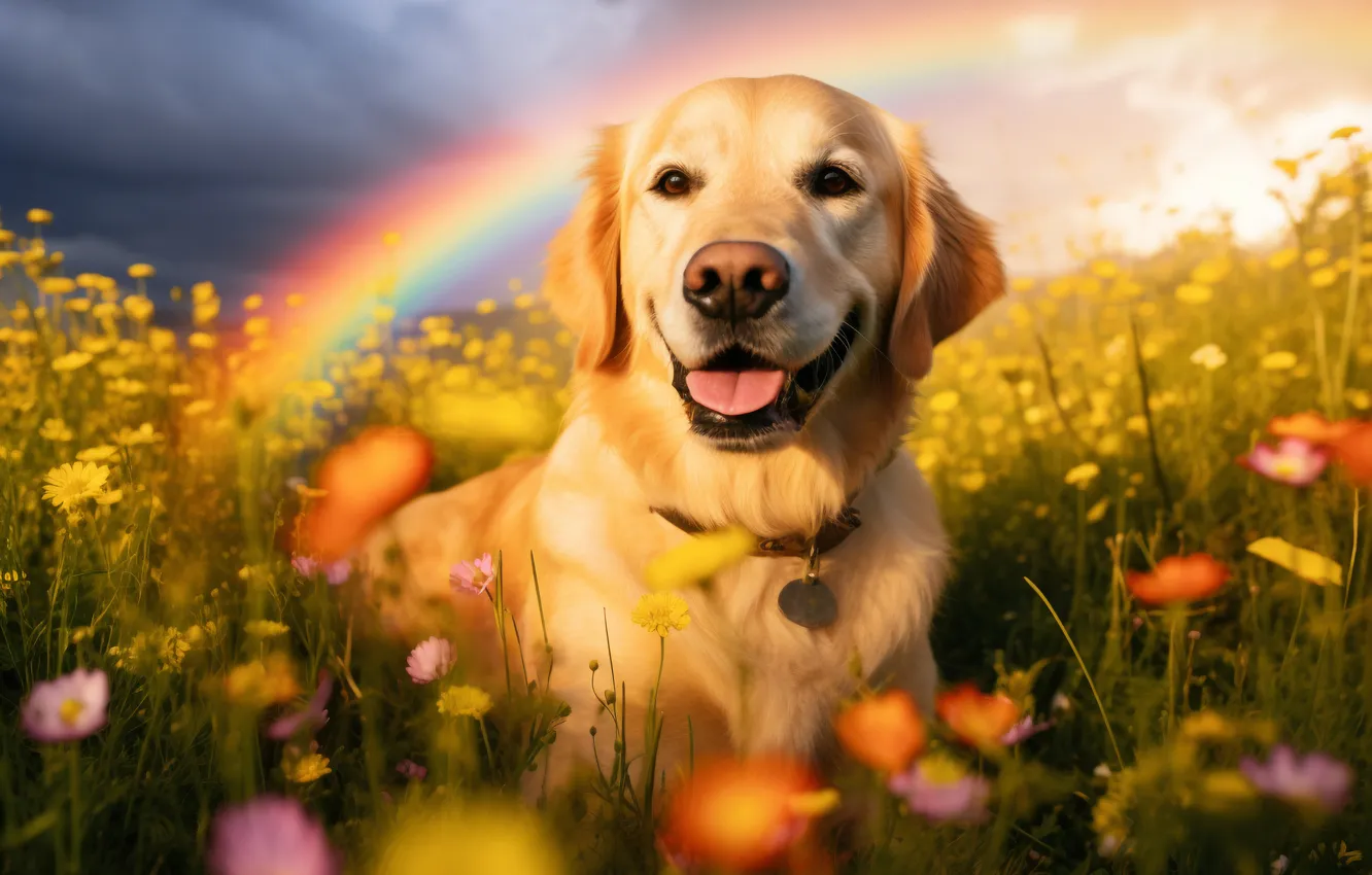 Photo wallpaper field, language, summer, the sky, look, light, flowers, portrait