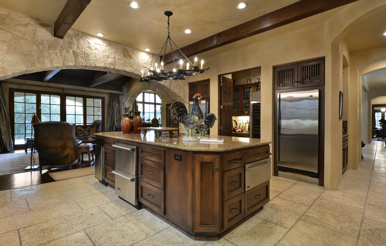 Photo wallpaper design, style, Villa, interior, kitchen, ranch