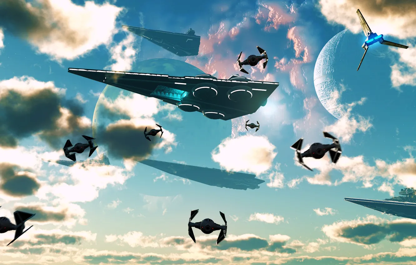 Photo wallpaper the sky, ship, Navy