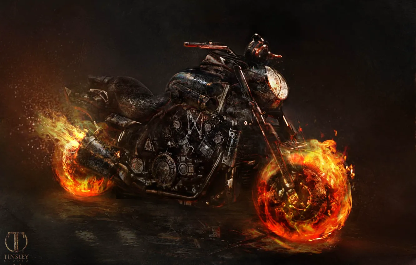 Photo wallpaper motorcycle, bike, ghost rider, Ghost rider 2, Yamaha V max, spirit of vengeance