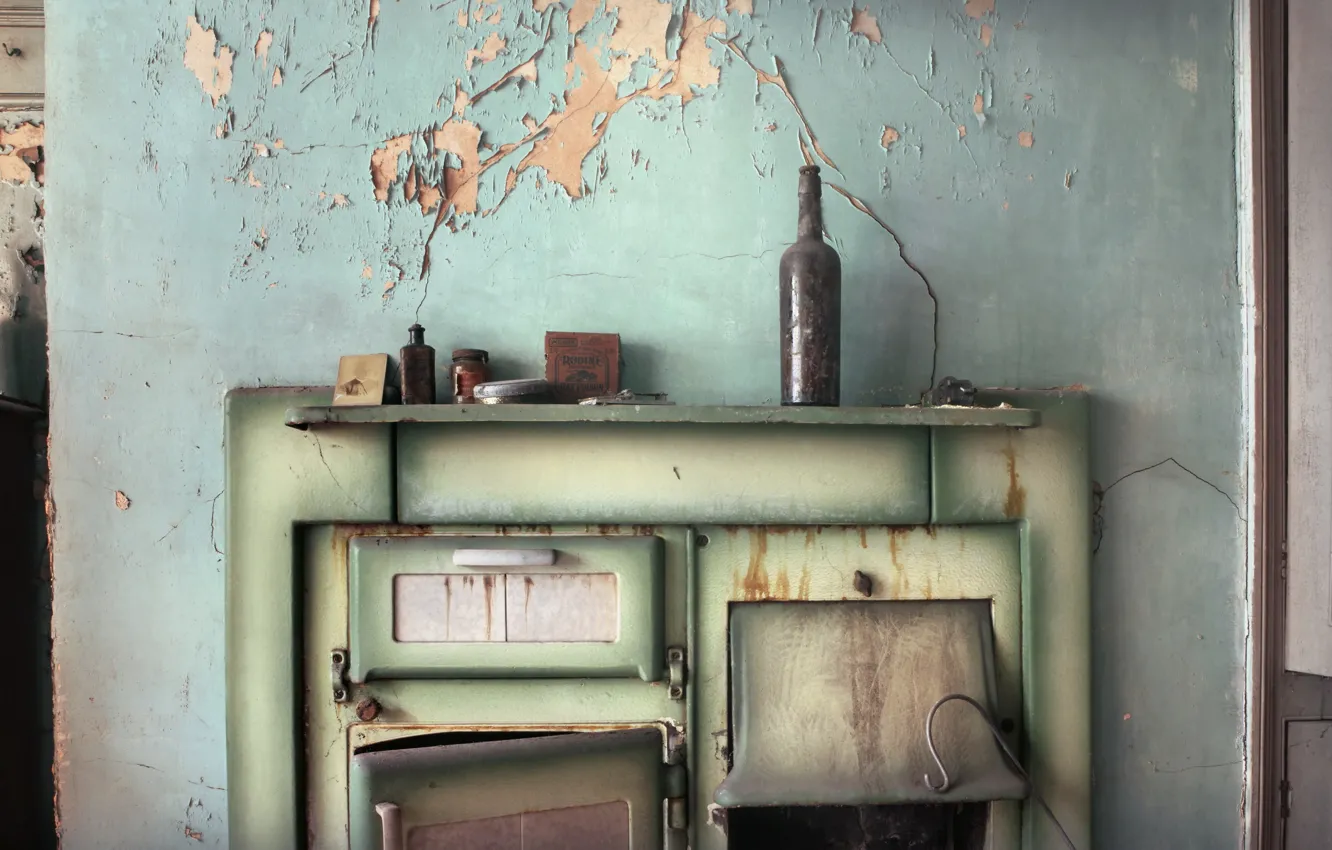 Photo wallpaper wall, bottle, wardrobe