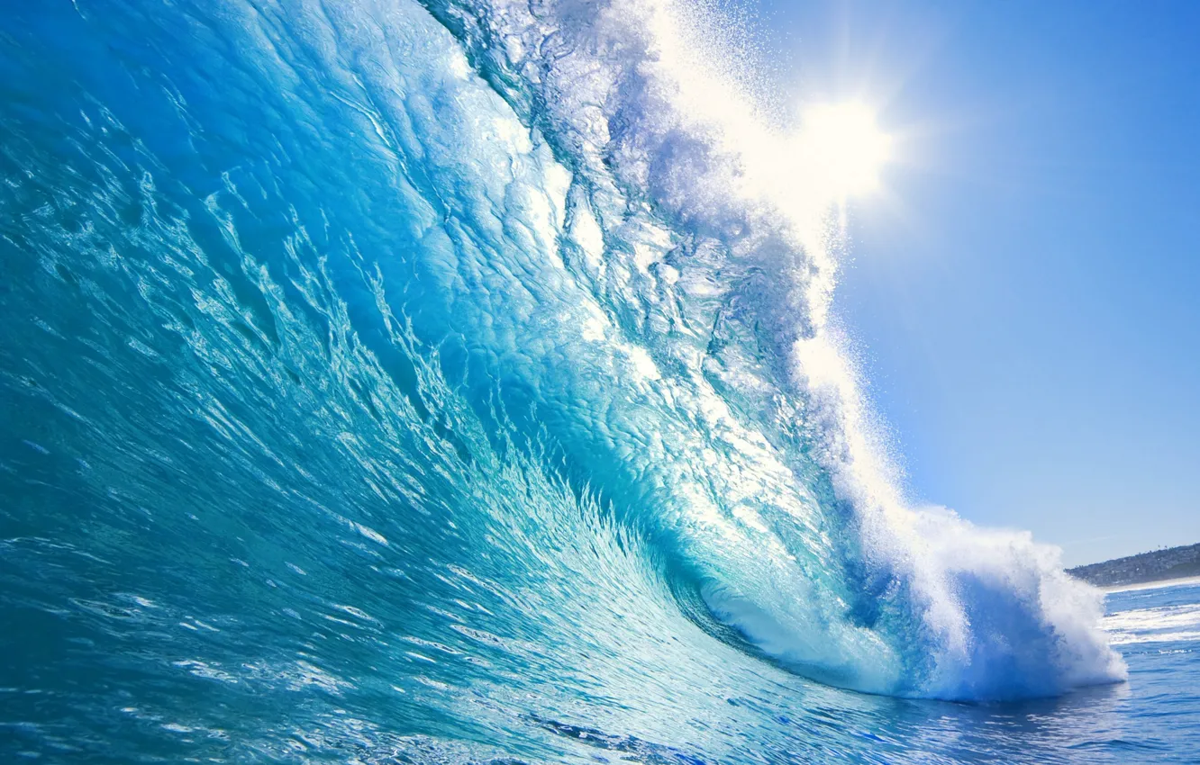 Photo wallpaper water, the sun, wave
