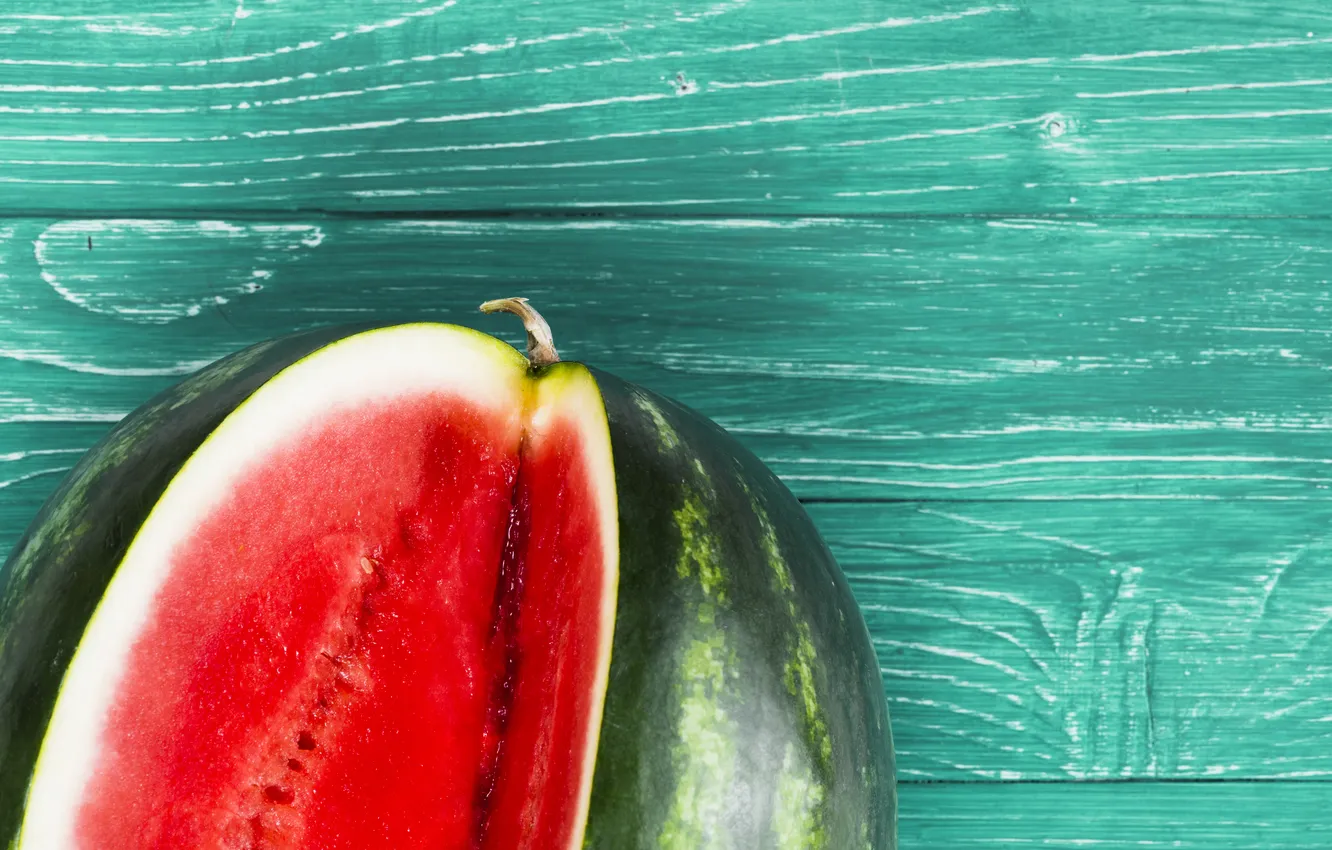Photo wallpaper Board, watermelon, green background, cut, juicy